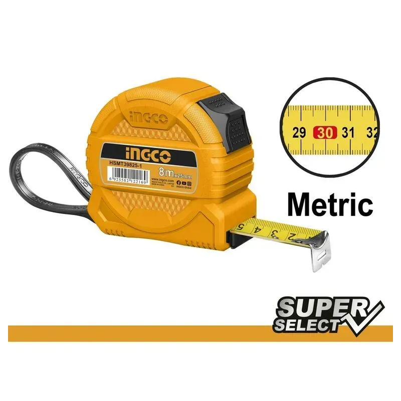 Meter zvinovací 8 m x 25 mm Ingco