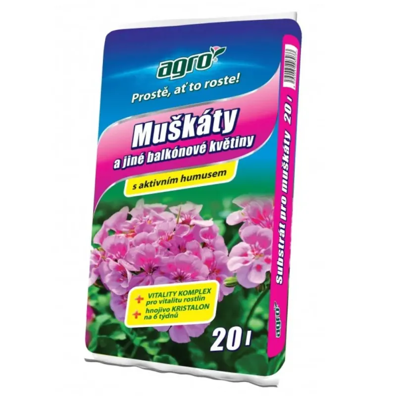 Substrát muškáty a balkónové kvety 20 l Agro CS