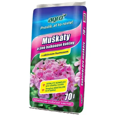 Substrát muškáty a balkónové kvety 70 l Agro CS