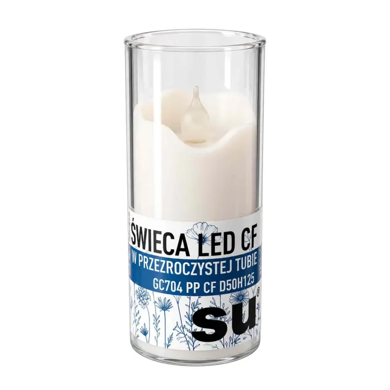 LED sviečka v priehľadnom obale – biela 12.5cm LED sviečka v priehľadnom obale – biela 12.5cm