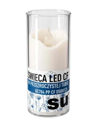 LED sviečka v priehľadnom obale – biela 12.5cm