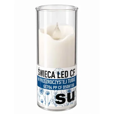 LED sviečka v priehľadnom obale 15 cm – biela