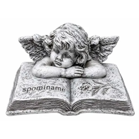 Anjelik na knihe „Spomíname“ – sivobiely
