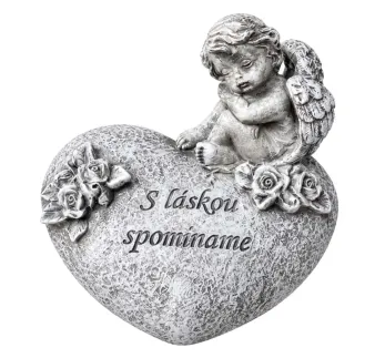 Anjelik na srdci „S láskou spomíname“ – sivý