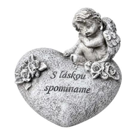 Anjelik na srdci „S láskou spomíname“ – sivý