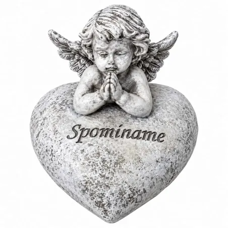 Modliaci sa anjelik na srdci „Spomíname“ – sivobiely