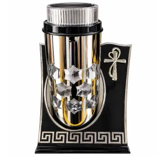 Solárny náhrobný lampáš s krížom – strieborno-čierny