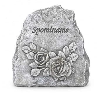 Pietna dekorácia na hrob – Spomíname, sivý kameň s ružami