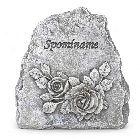 Pietna dekorácia na hrob – Spomíname, sivý kameň s ružami