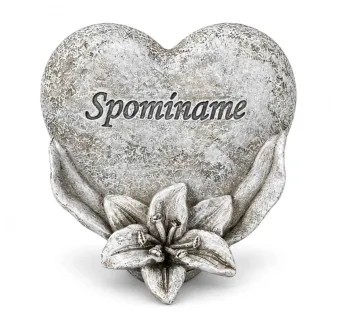 Pietna dekorácia na hrob – Srdce s ľaliou „Spomíname“, sivé