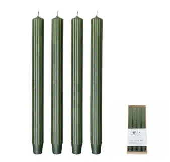 Kónická sviečka Luna tmavozelená 25 × 300 mm – 4 ks