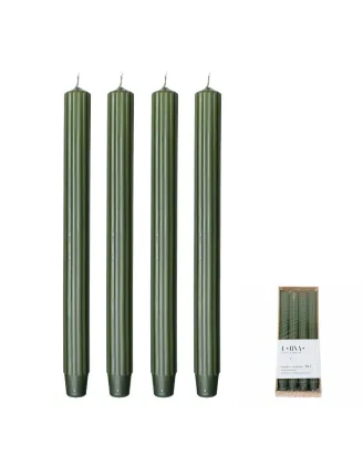 Kónická sviečka Luna tmavozelená 25 × 300 mm – 4 ks
