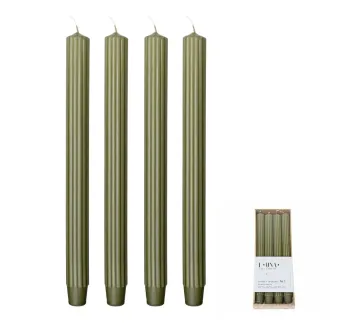 Kónická sviečka Luna khaki 25 × 300 mm – 4 ks