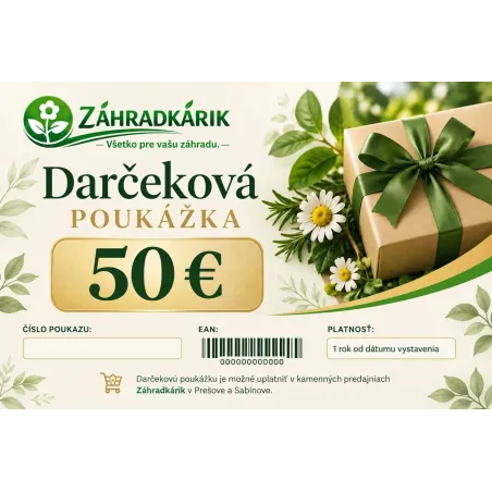 Darčekový poukaz Záhradkárik – 50 €