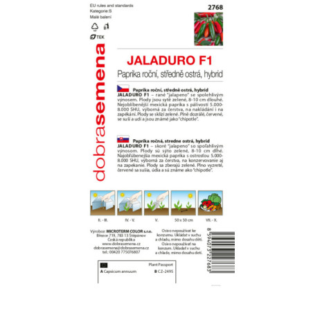 Paprika zeleninová Jaladuro F1 pálivá typ Jalapeno DS
