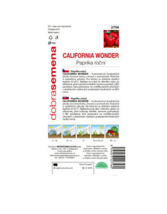 Paprika zeleninová kápia CALIFORNIA WONDER BIO