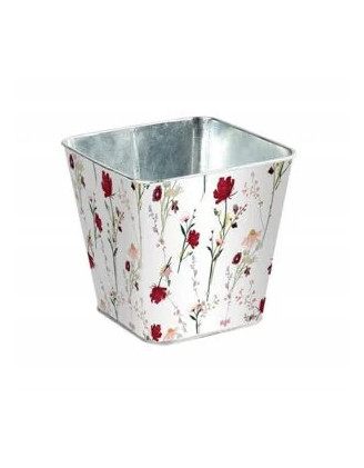 Obal na kvetinac stvorec plech 125x125x120 mm lucne kvety