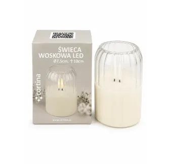 Sviečka LED vosk-slama, 7,5 cm, biela