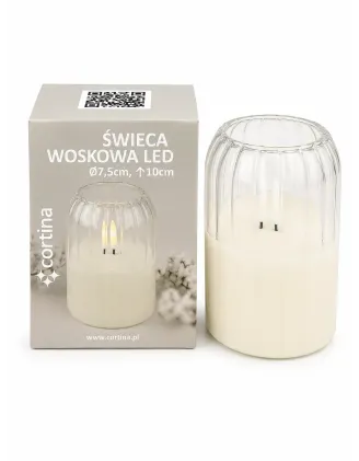 Sviečka LED vosk-slama, 7,5 cm, biela