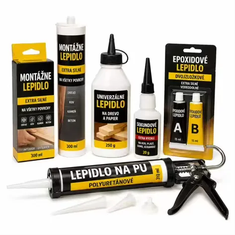 Lepidlá, tmely, peny, mazivá a čistiace prostriedky